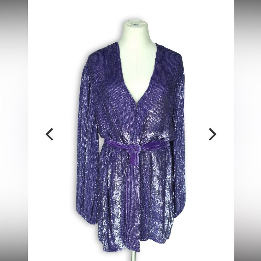 Retrofete Women's US S Gabrielle Sequin Robe Dress in Purple